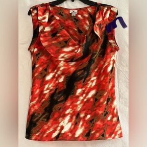 LADIES MEDIUM RED & BROWN TOP